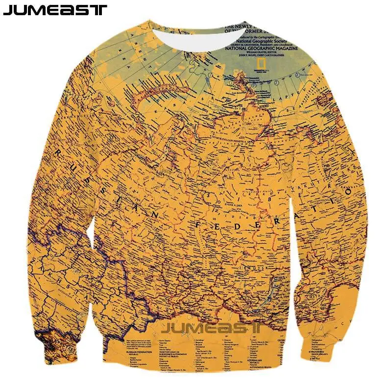 

Jumeast Men Women 3D Sweatshirt Map Oversized Streetwear Harajuku Fashion Long Sleeve T Shirt Spring Autumn Pullover Tops Tees