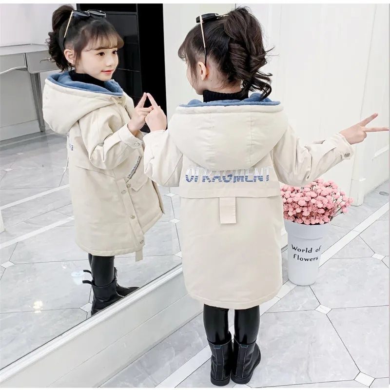 Girls Baby\'s Coat Jacket Outwear 2022 Cool Thicken Winter Plus Velvet Warm Cotton Fleece High Quality Children\'s Clothing