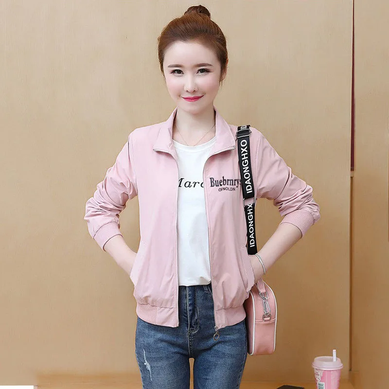 

Stamped Letters Ladies Short Coat 2022 New Spring Autumn All-Match Casual Stand-Up Collar Comfortable Lining Women's Jacket