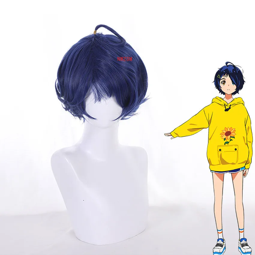 Wonder Egg  Priority Ohto Ai Cosplay Wig Blue Short Hair Wig Woman Girl Bobo Curly Headgear Halloween Party Costume Props