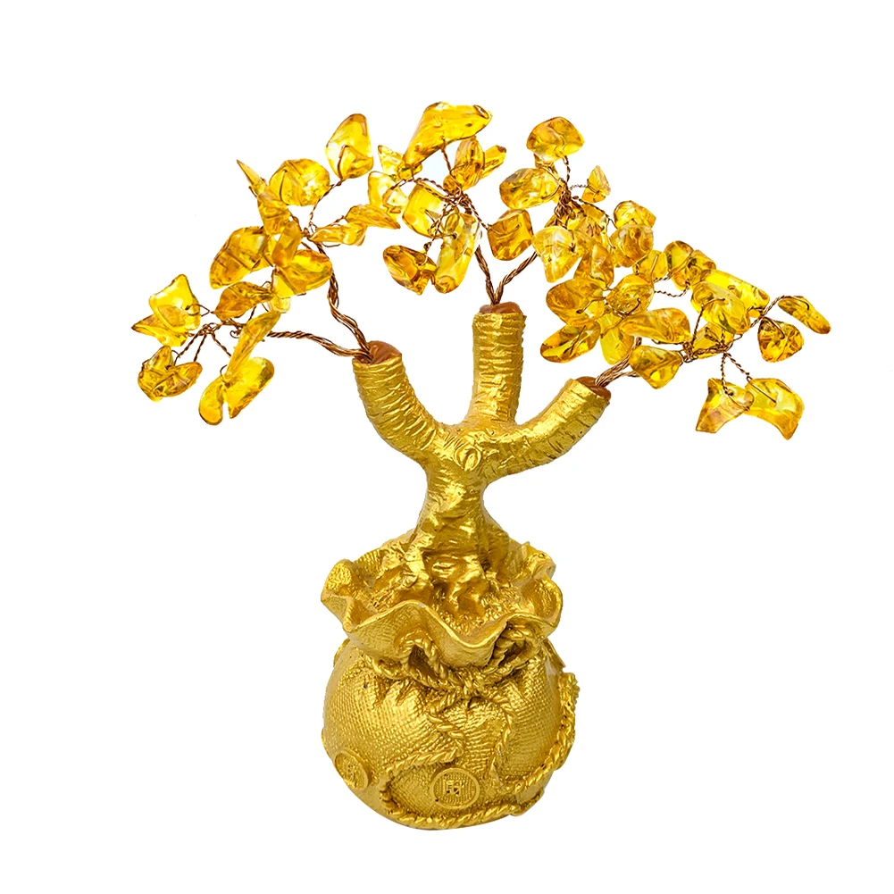 Фэн-шуй, цитрин, украшение для денег и деревьев, натуральный кристалл, бонсай, украшение на удачу, кварц, хрустальное дерево, Топпер для автомобиля, домашний декор, подарок