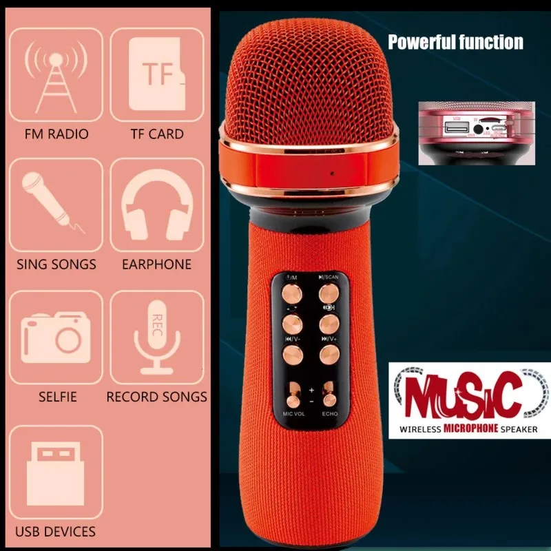 

Bluetooth Wireless TWS Speaker for Karaoke Microphone Handheld for IOS Android Smart TV Music Player Singing Recorder Mic Radio