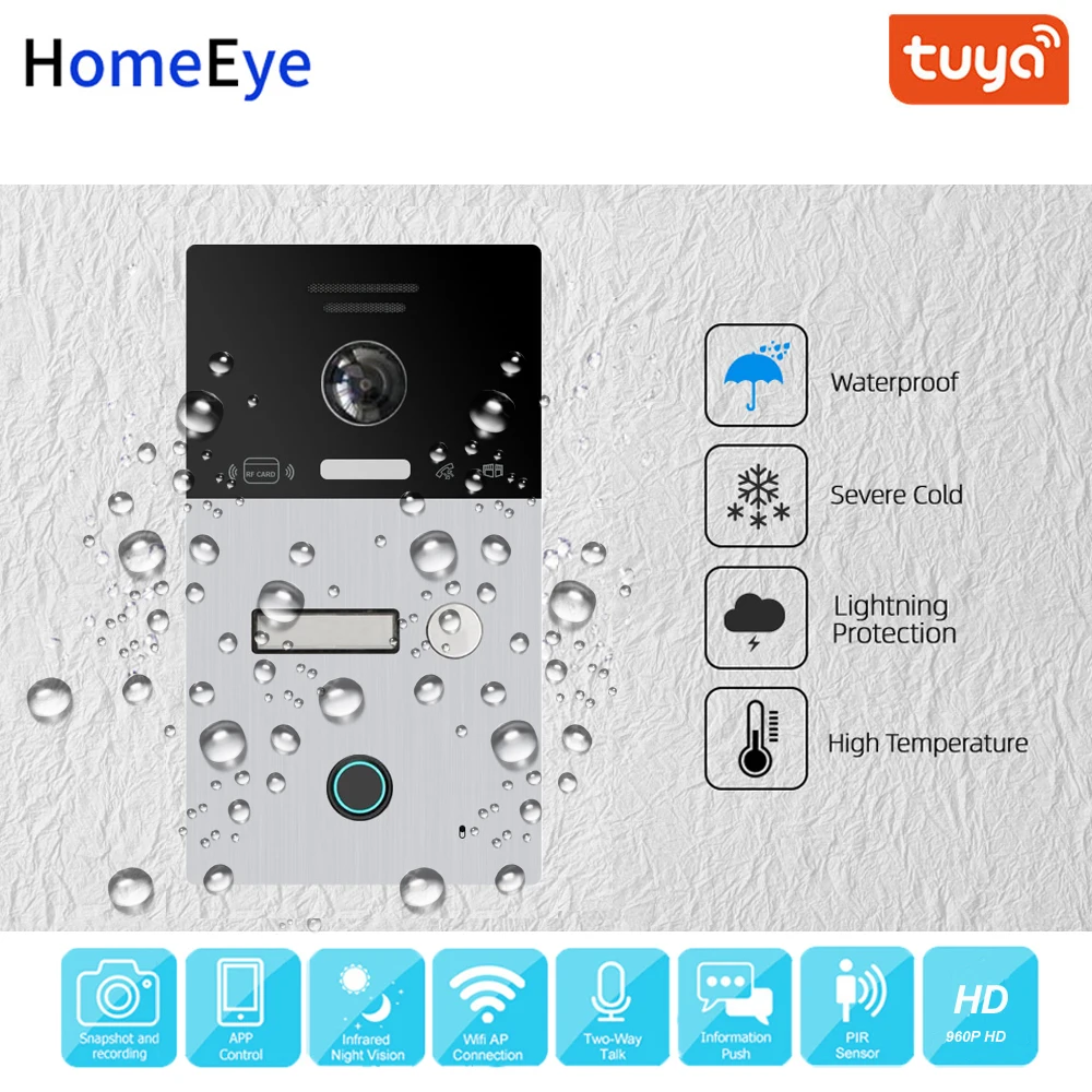 WiFi Video Intercom System IP Video Tür Telefon TuyaSmart App Remote Entsperren Code Tastatur + RFID Card + Fingerprint Hause access Control