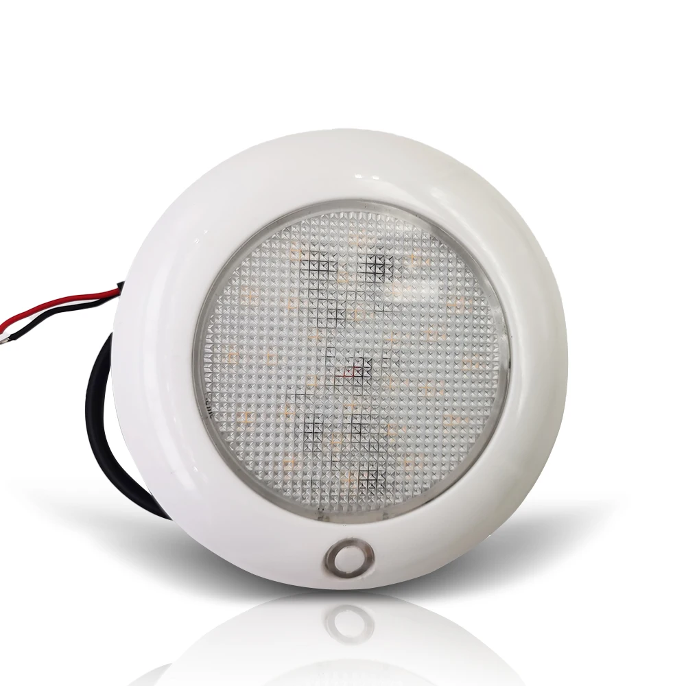 Boat Accessories Marine LED Yacht RV Trailer Cravan Indoor Dome Plastic White Touch Switch Light 102mm 10-30V 102mm 4 inches