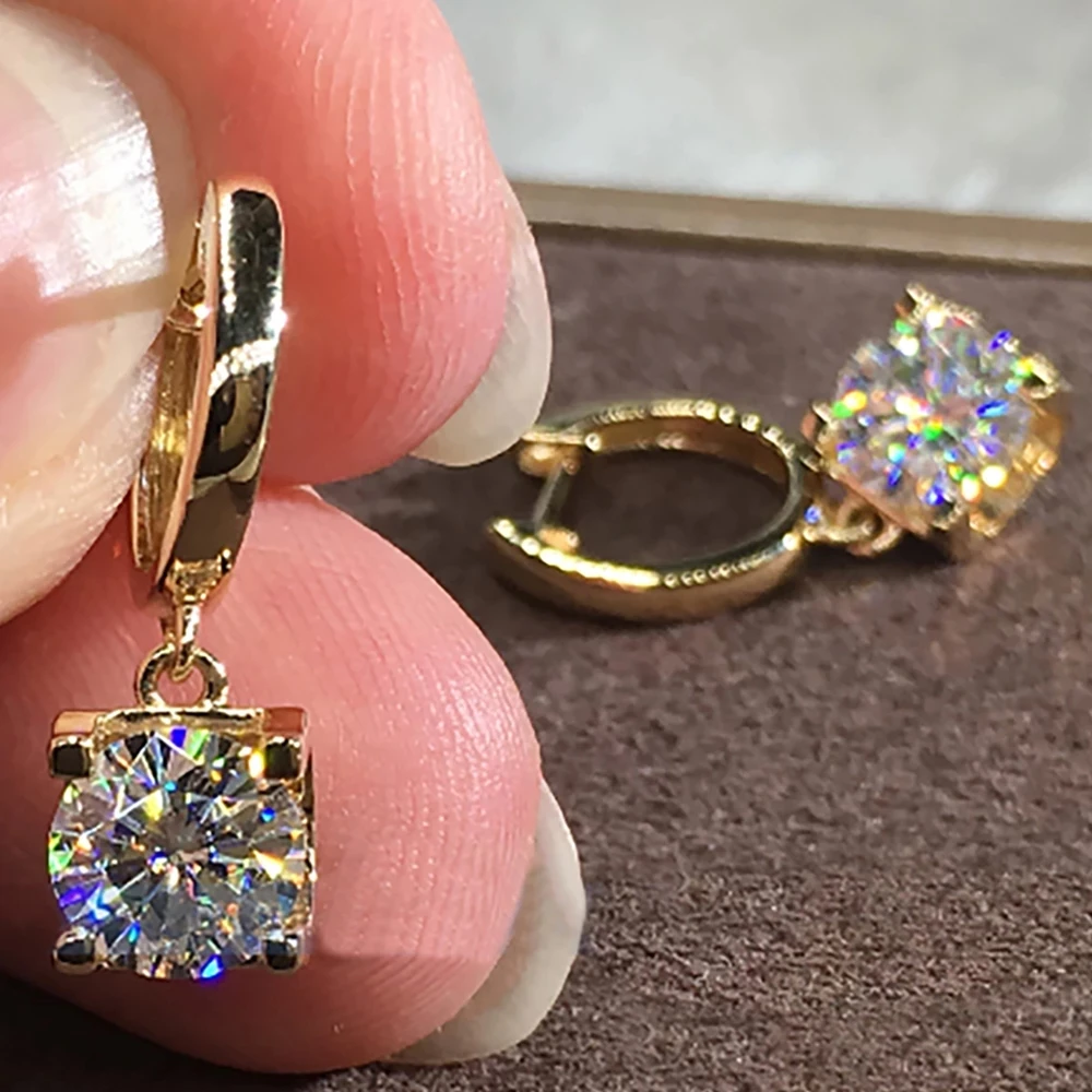 18K Gold AU750 gold A pair of Earrings  2Ct 4Ct 6Ct We only sell Best color DVVS Moissanite Earrings