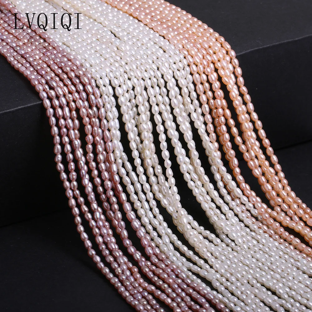 

LVQIQI Natural Freshwater Pearl Beaded High Quality Rice Shape Punch Beads For Making Jewelry DIY Bracelet Necklace Accessories