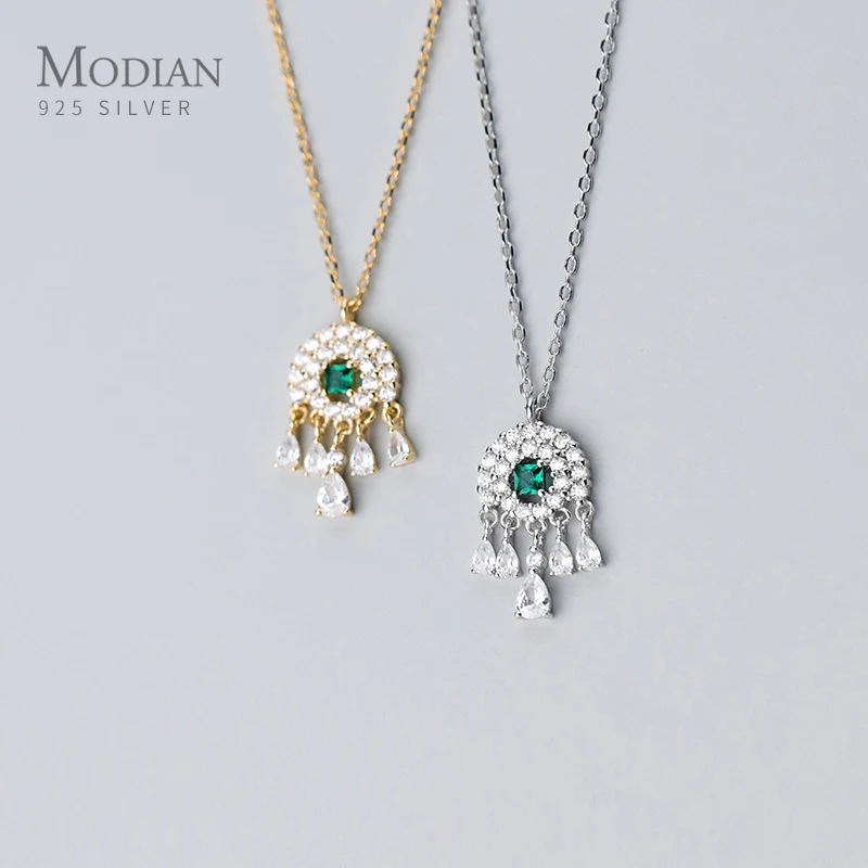 

MODIAN Wedding Enagement Adjustable Necklace for Women 925 Sterling Silver Luxury Dreamcatcher Pendant Necklace Fine Jewelry