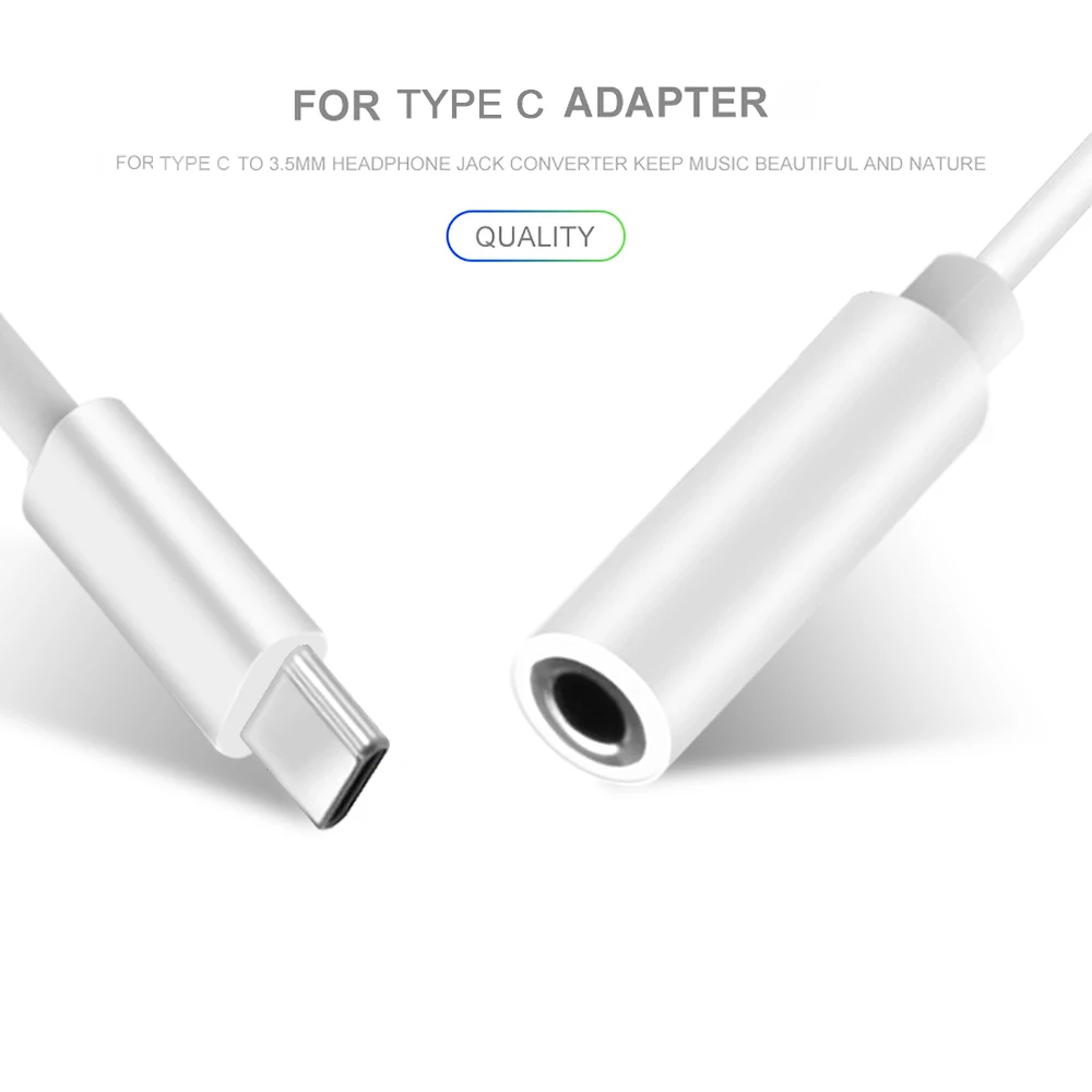 bundwin Type C Male To 3.5mm Jack Female Audio Aux Cable USB C To 3.5 mm Headphone Earphone Adapter for Huawei P20 P30 Pro