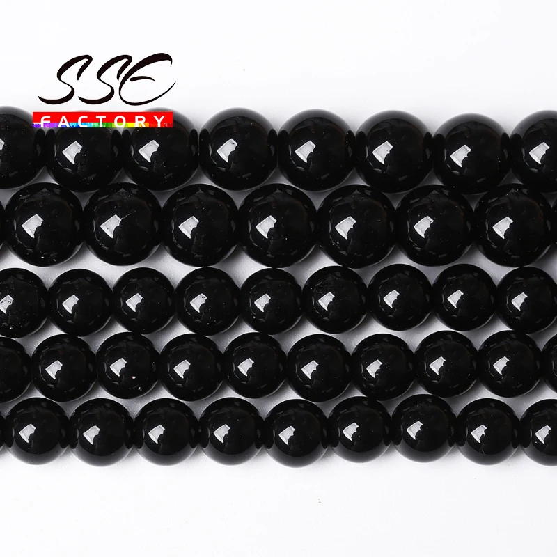 Wholesale Black Glass Beads Natural Stone Loose Beads 15