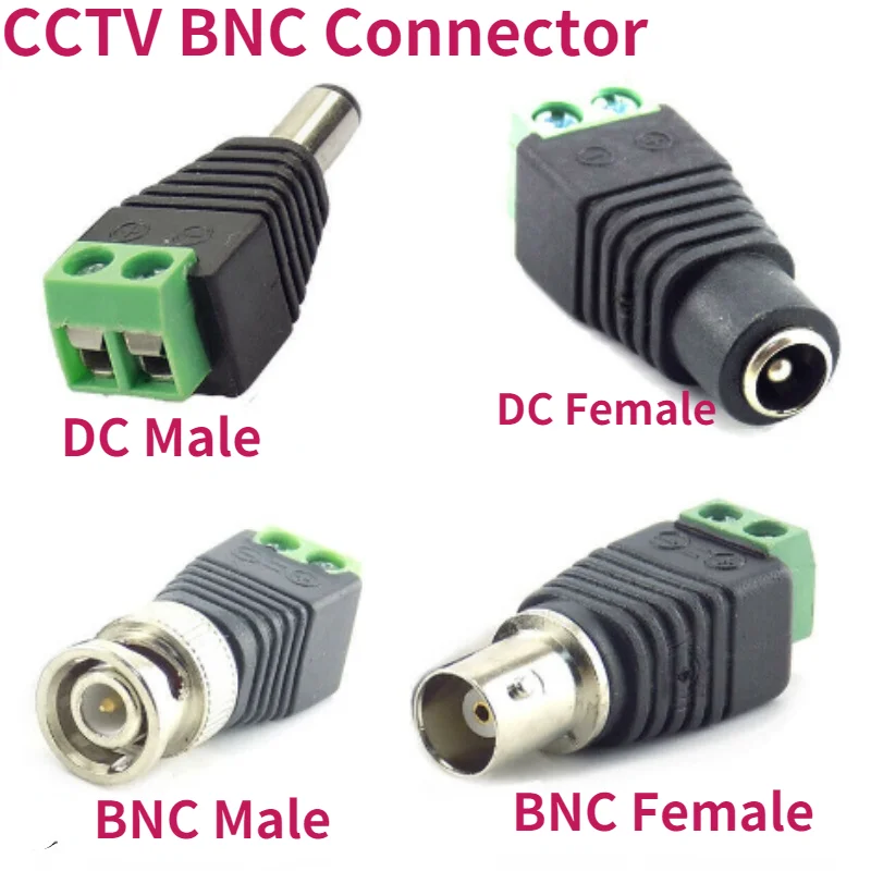 20 pçs/lote CCTV Acessórios de Vigilância BNC Plugue de Alimentação DC Conector BNC Adaptador de Cotovelo Macho DC Para CCTV Câmera IP fonte de Alimentação