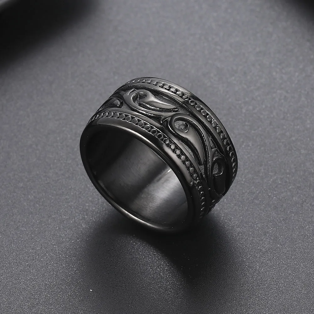 Punk Stainless Steel Knot Ring Big Round Band Viking Ring Norse Rings  Jewelry for Male Men Vintage Biker Rings