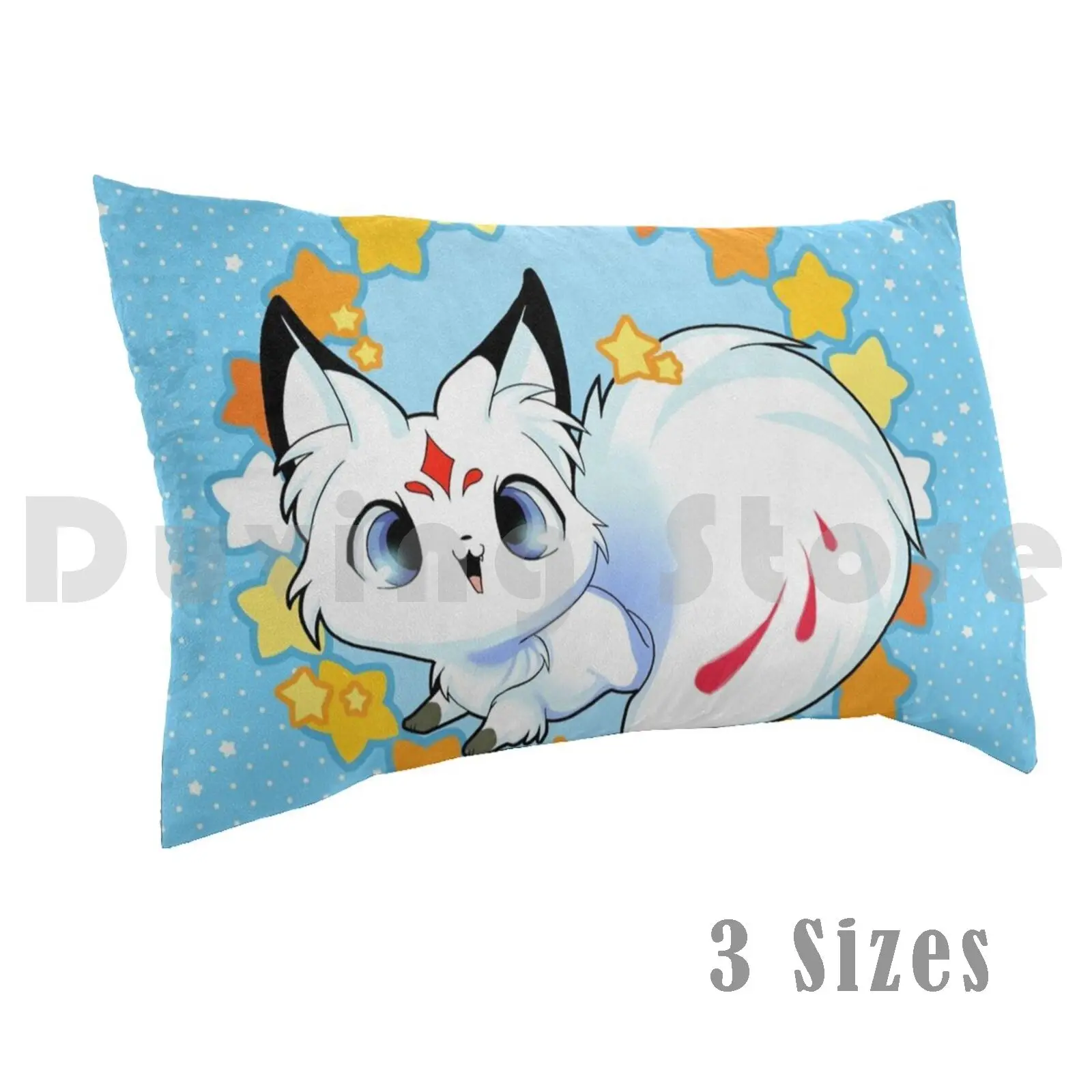 Cosmic Frolic Queenie Fox Pillow Case Printed 50x75 Fox Stars Night Blue Kilala Okami White Fox Red