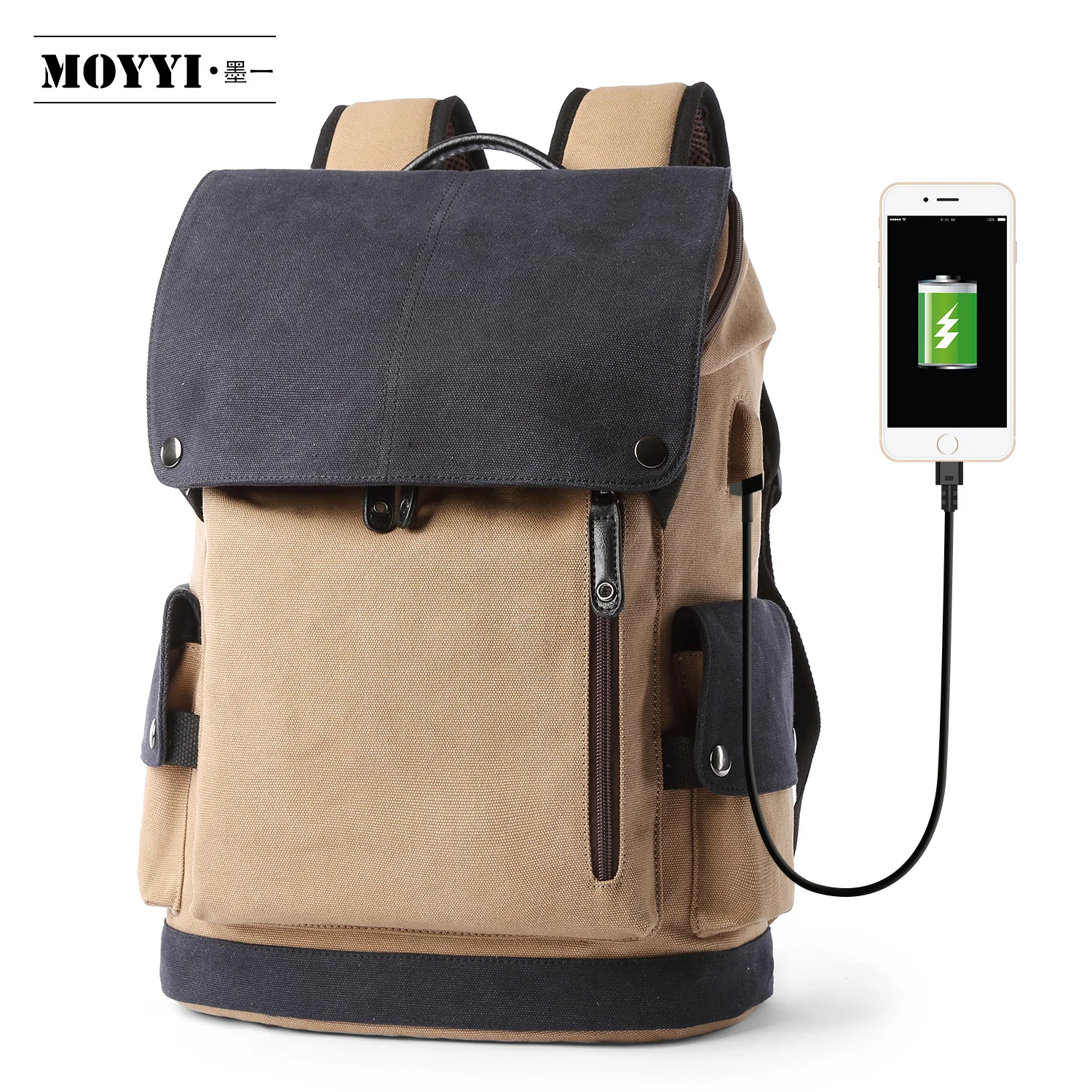 Vintage Fashion Men\'s Backpack Canvas Outdoor Travel School Bag Men\'s Bags Large Capacity Business Laptop Rucksack