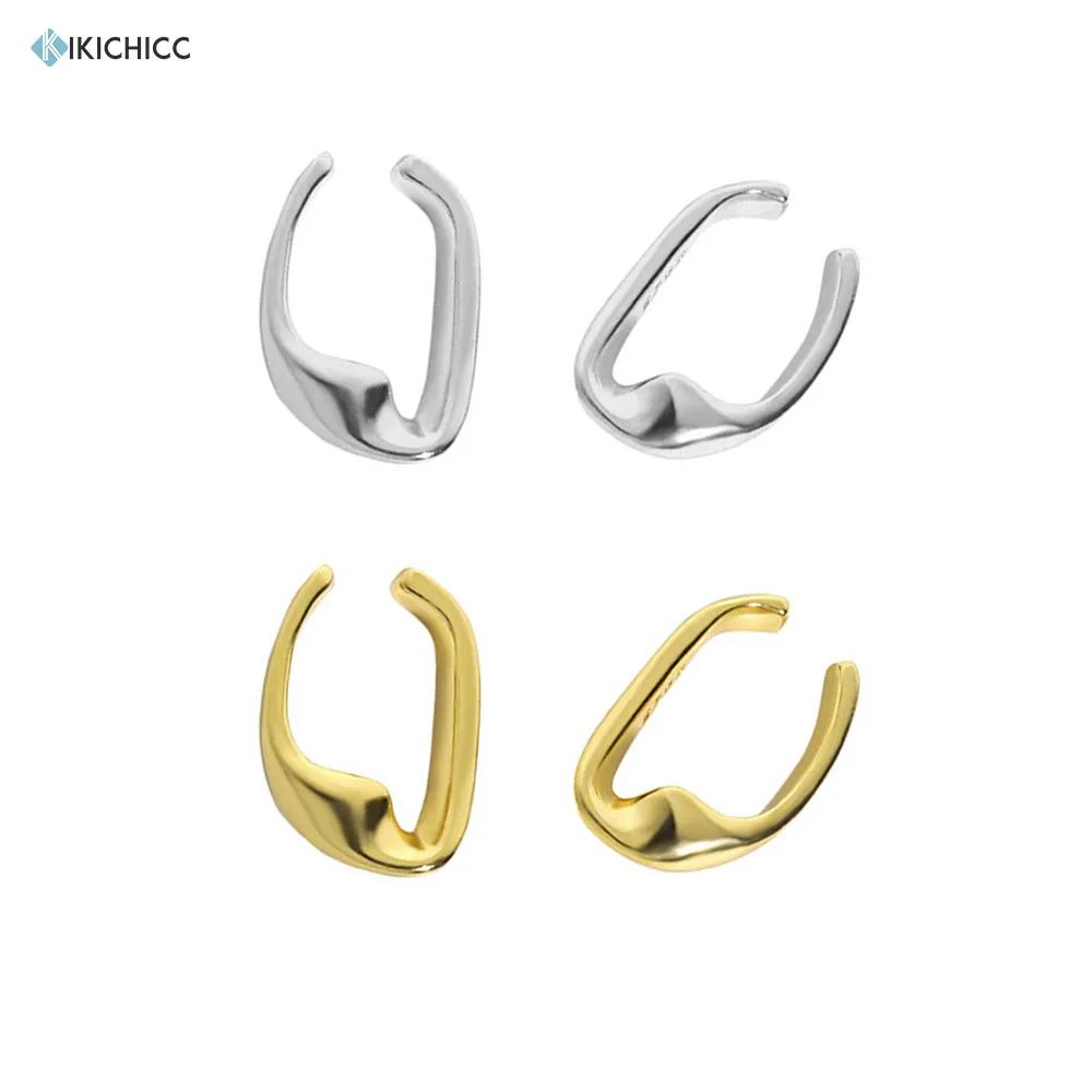 

KIKICHICC925 Sterling Silver Gold Ovals Earcuff Cuff Earring No Piercing Clips Rock Punk Party Jewelry Pendiente Luxury Jewels