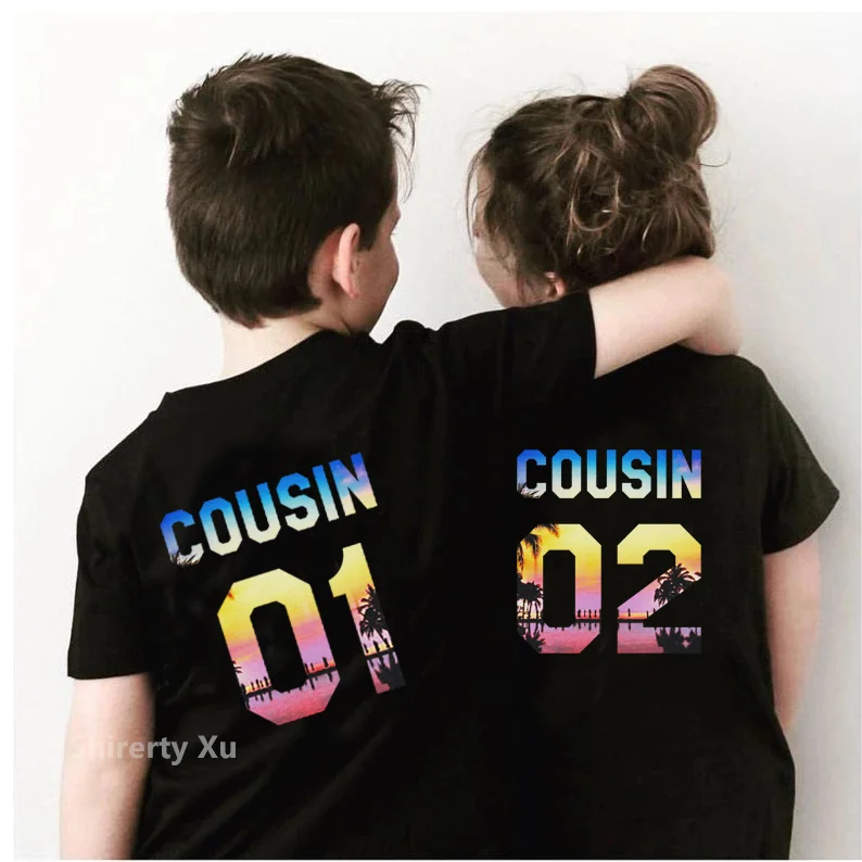 Sibling Shirt Set Matching Cousin Kids Tshirts Sister /Brother Shirt Cousin 01/02/03 Cotton Kid Tee Tops Funny Children T Shirt