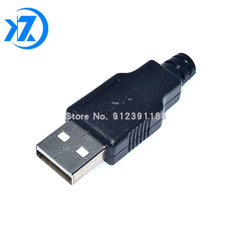 10Pcs Type A Male USB 4 Pin Plug Socket Connector With Black Plastic Cover USB Socket