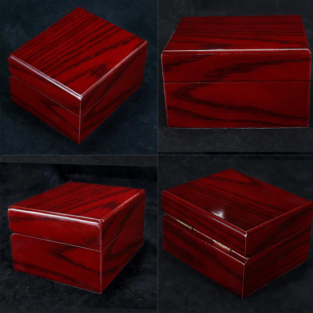 4Pcs Wood Watch Display Box Case Collection, Vintage Style Jewelry Storage Organizer for Women Men - Red