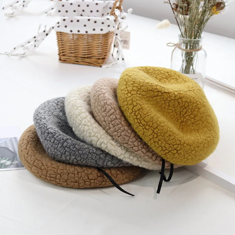 VISROVER 8 Colorways Woman Winter Hat Wool Solid Beret Female Soft 100% wool Hat Women Real Warm wool Boina Gift Wholesales