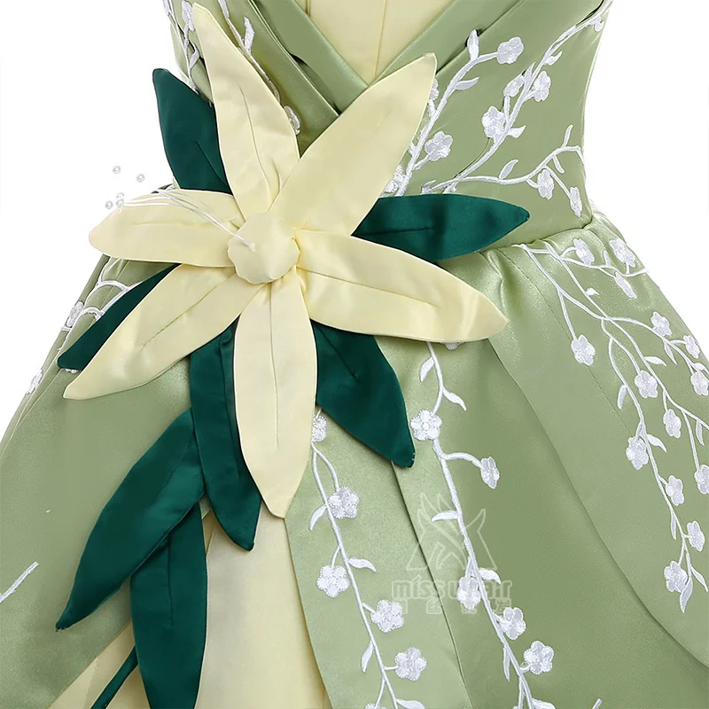 Custom Made Top Quality  Tiana Princess Cosplay Costume For Halloween Party Dress