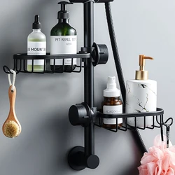 Bathroom Shelves Shower Rack Aluminum Basket For Shampoo Soap Bathroom Storage Adjustable Kitchen Faucet Sink Rag Holders