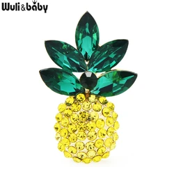 Wuli&baby Rhinestone Pineapple Brooches Women Men Shining Fruits Office Party Brooch Pins Gifts