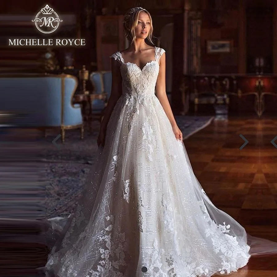 

Michelle Royce A-Ling Wedding Dresses 2020 Sweetheart Appliques Zipper Chapel Train Princess Wedding Gowns Vestido De Noiva