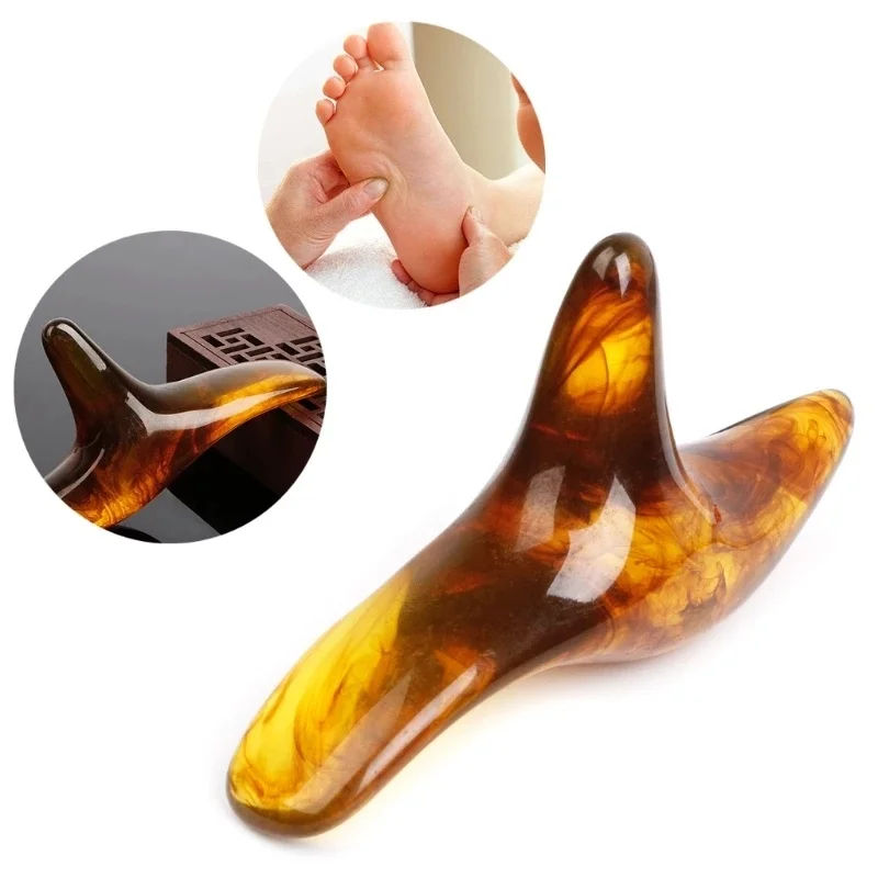 Gua Sha Amber Foot Feet Massager Resin Wax Triangle Resin Foot Detox Acupuncture Shiatsu Tool Foot Acupoint Massager Tools