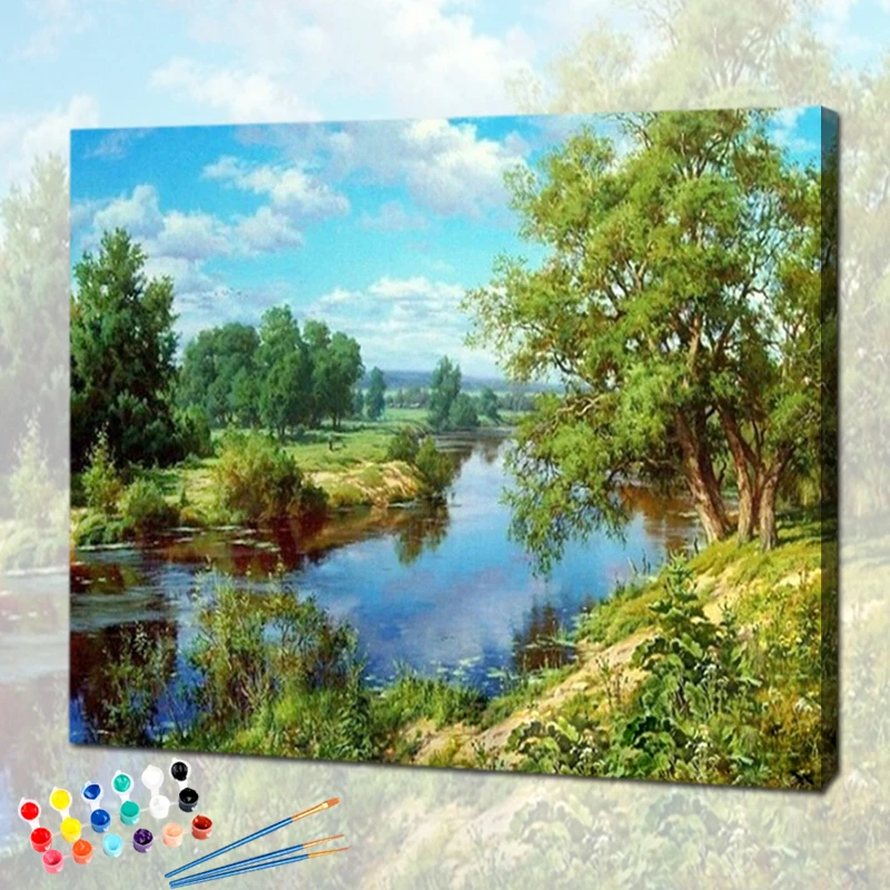 Landscape Painting By Number DIY Craft Kit For Adults With Frame 40x50 On Canvas Coloring By Number Drawing Home Decoration Art