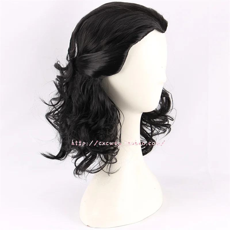 New Halloween Mens Loki Cosplay Wig Loki Black Wavy Styeld Hair Comic Role Play Wig Costumes Party Wigs + Wig Cap