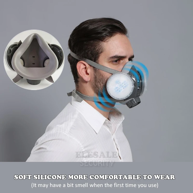 Nuova maschera antipolvere Respiratore integrale Doppi filtri a 4 strati Occhiali di sicurezza per lucidatura da falegname Protezione di sicurezza quotidiana