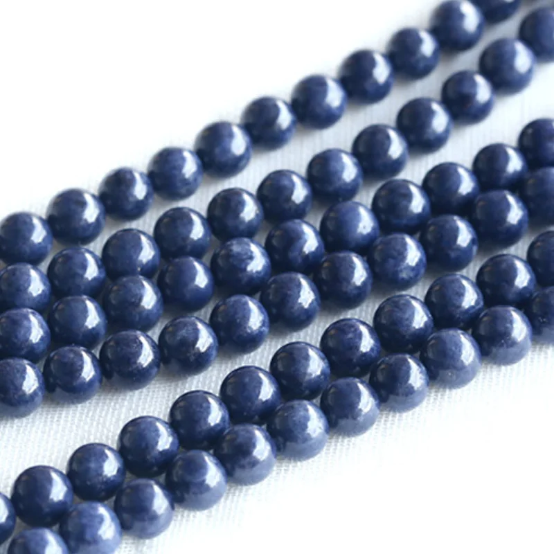 Veemake Blue Sapphire Natural Charms Stones DIY Necklace Bracelets Earrings Loose Round Beads For Jewelry Making 03684