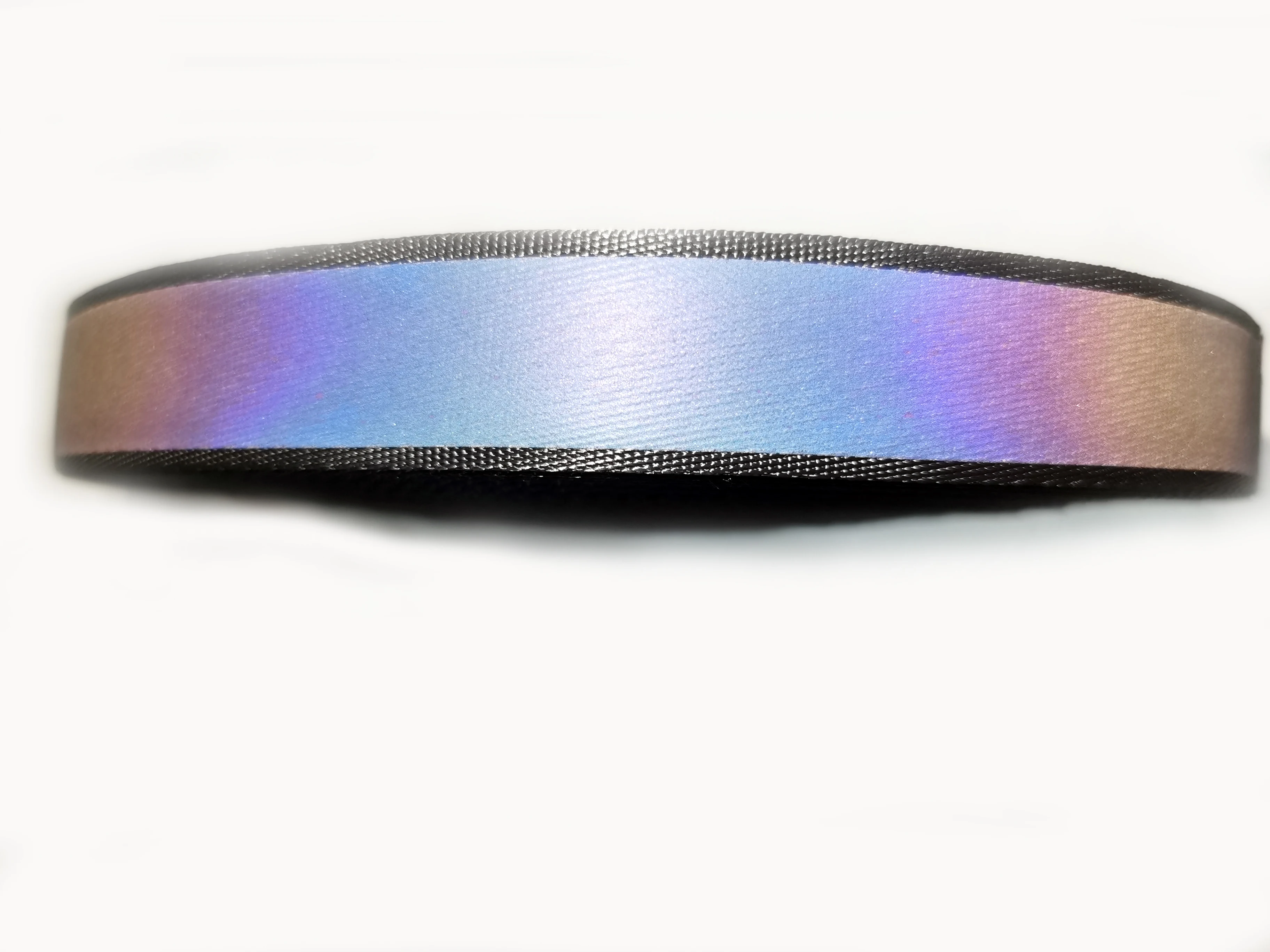 Nastro riflettente arcobaleno con nastro nero brillante da 2,5 cm, cucito su abbigliamento, accessori per indumenti, borse, tracolla, 5 metri