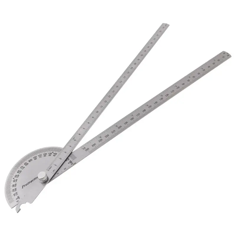 180 Degree Adjustable Protractor Stainless Steel Angle Ruler Measuring Tool