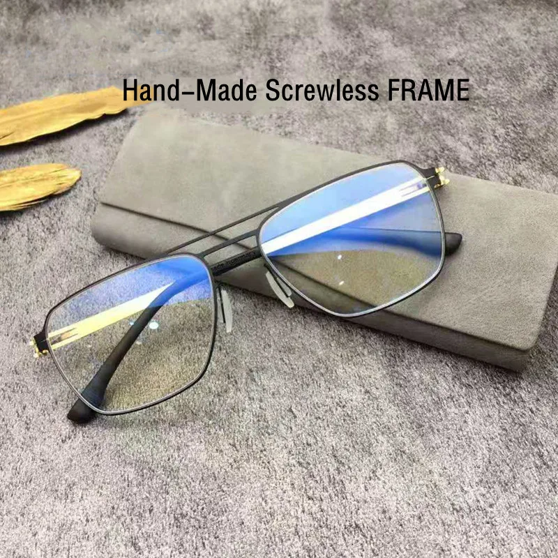 Germany Brand Designer Berlin No Screw Eyeglasses Men Prescription Women Lightweight Oval Business Myopia Optical Glasses Frame