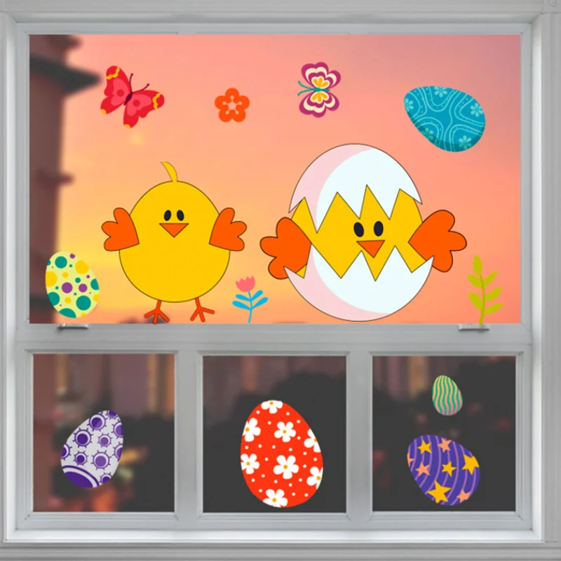 Easter Egg Bunny Pendant Static Sticker DIY Car Scrapbooking Mobile Phone Window Glass Refrigerator Stickers Decor Stationery