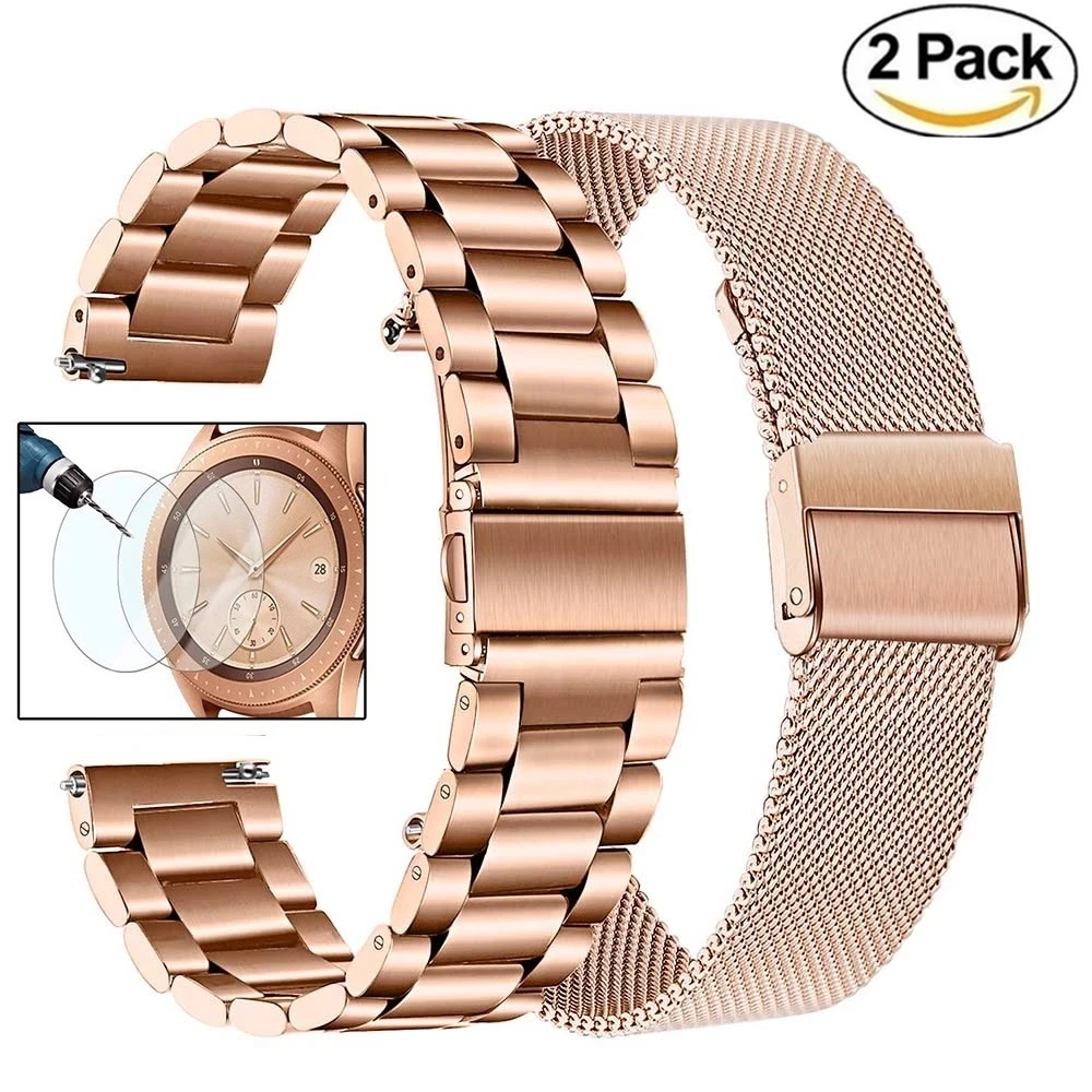 

Stainless Steel Watchband 18mm 20mm 22mm for Samsung Galaxy Watch 42mm 46mm SM-R800 SM-R810 Rose Gold Metal Strap Band