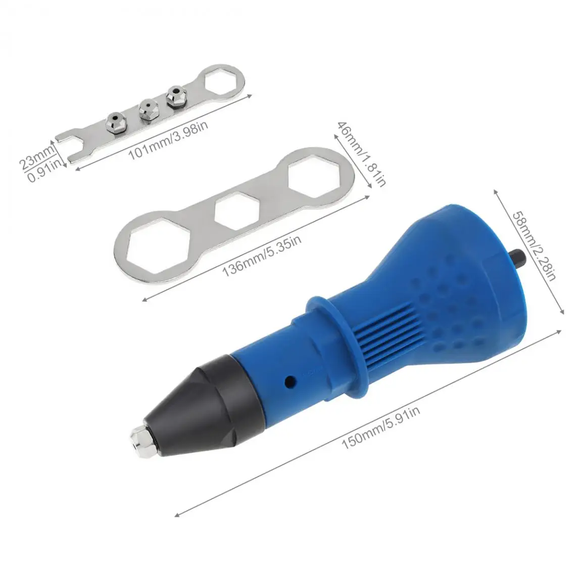 Alat Tembak Rivet Elektrik 7 Buah Adaptor Bor Rivet Tanpa Kabel Alat Nut Adaptor Bor Rivet 2.4Mm-4.8Mm