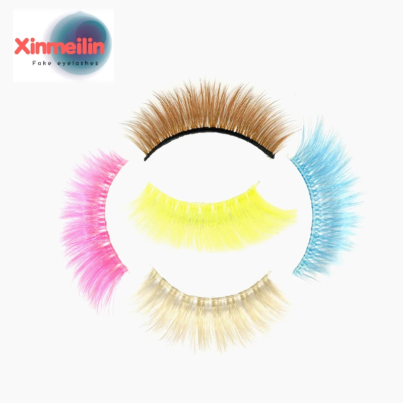 Cils 3D en soie de vison colorés, couleur arc-en-ciel rouge bleu violet marron, cils naturels duveteux et vaporeux, vente en gros, maquillage réutilisable