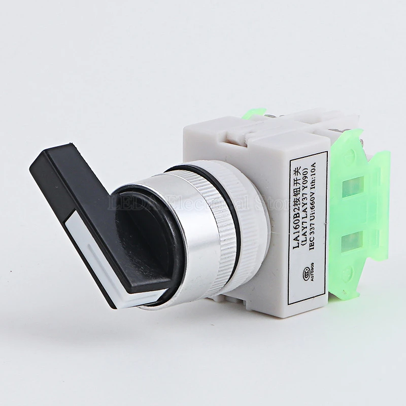 1Pcs LAY37-11X2 20X3 Y090 22mm DPST 2 / 3 Position Rotary Selector Long Handle Knob Push Button Switch 1NO 1NC / 2NO