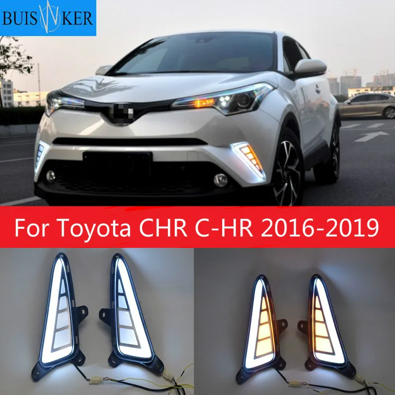 

2 шт. для Toyota CHR C-HR 2016 2017 2018 2019 светодиодный дневного указатели поворота светильник DRL Противотуманные лампы стоп светильник