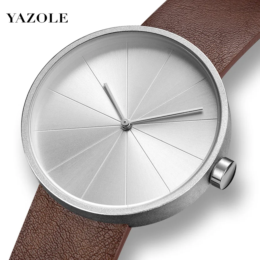 YAZOLE Minimalista di Modo degli uomini di Orologi Ultra Sottile Semplice Fascia di Cuoio Degli Uomini di Affari Della Vigilanza Del Quarzo Relogio