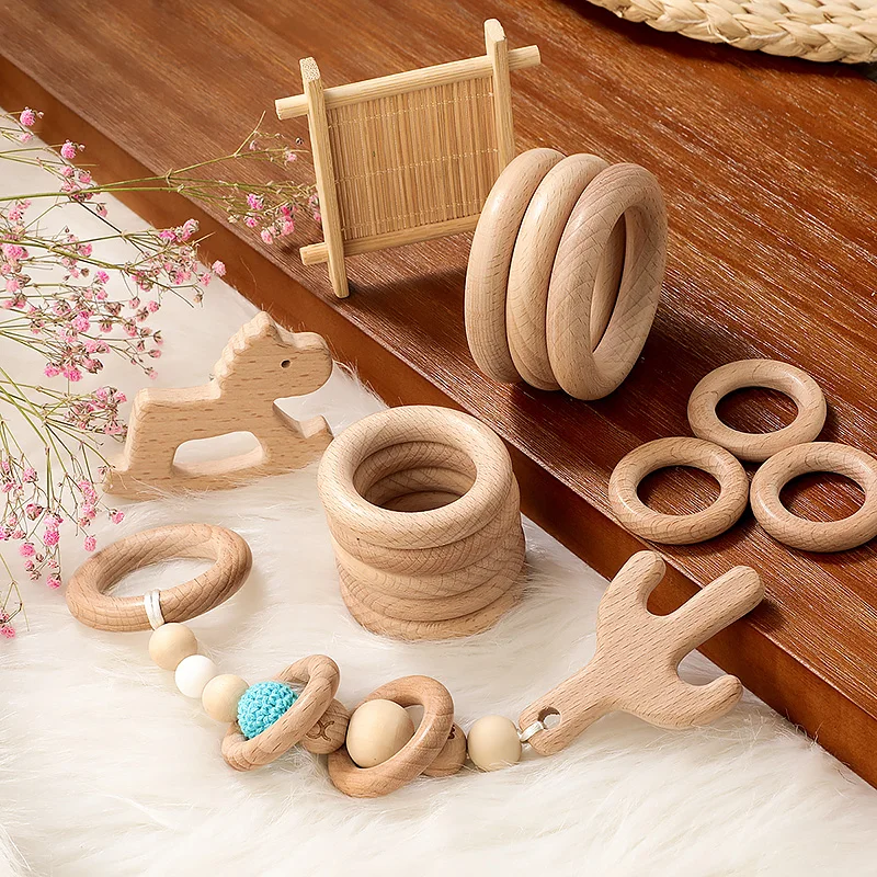 TYRY.HU New Silicone Teether Customized Rudder Shape Wooden Teether Ring Baby Gift Set Silicone Baby Teether BPA Free