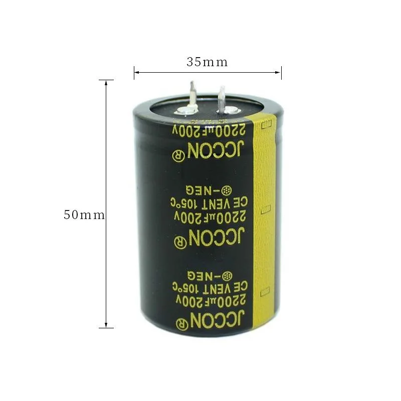 200v2200uf JCCON القرن الألومنيوم كهربائيا مكثف حجم 35x50 العاكس السلطة