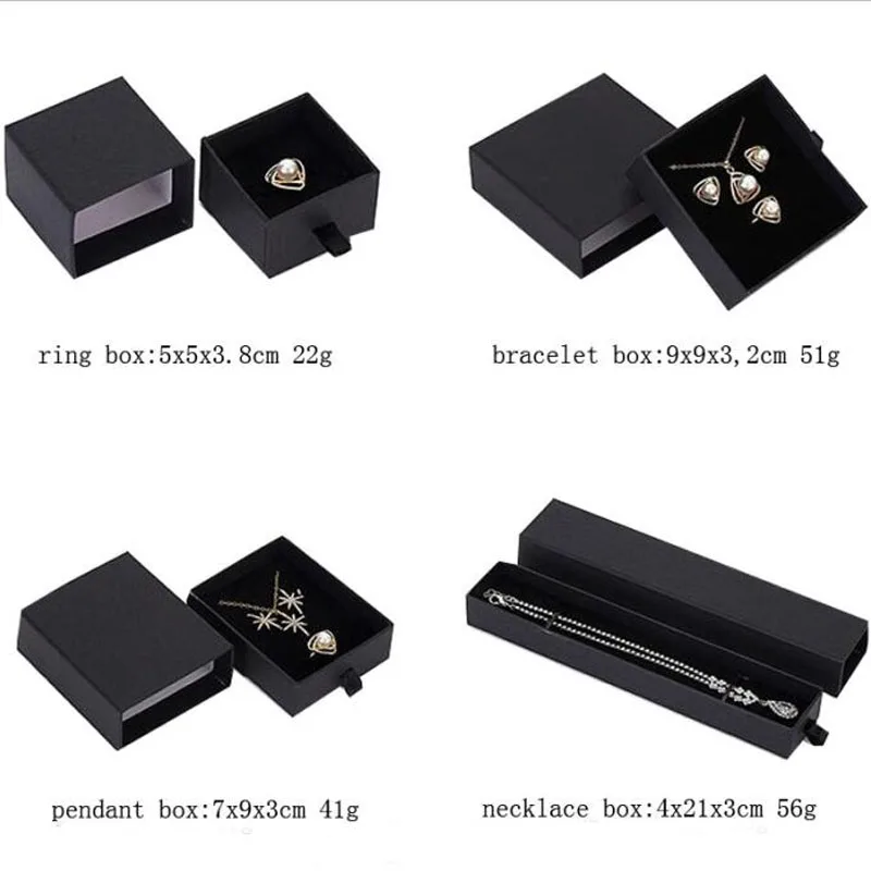 Jewelry organizer box White Drawer Box Earring Jewelry Packaging White Boxes Black Kraft Paper Box Ring Black Jewelry Gift Cases