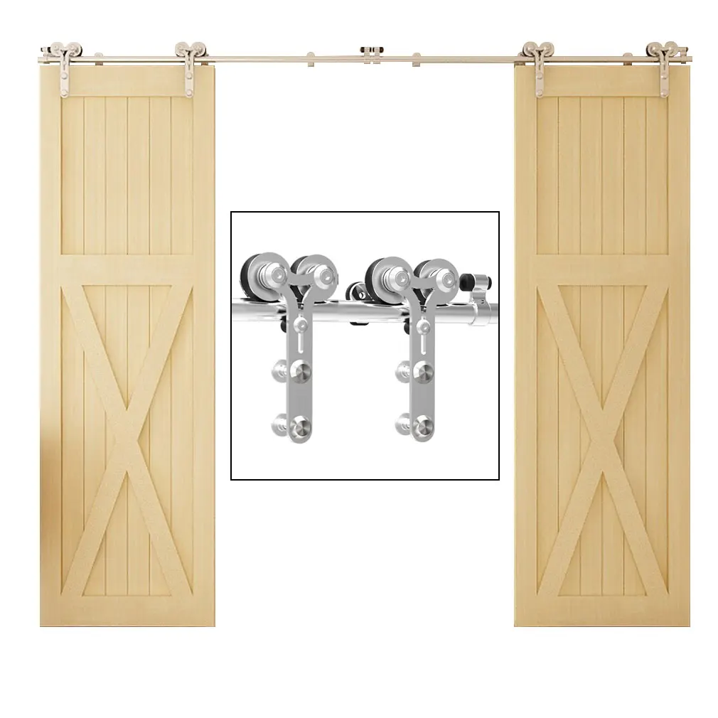 

WOLFBIRD Double Sliding Door Stainless Steel Tracks Barn Door Hardware Closet Kit Easy Install Heavy Duty Classic Indoor Y SHAPE