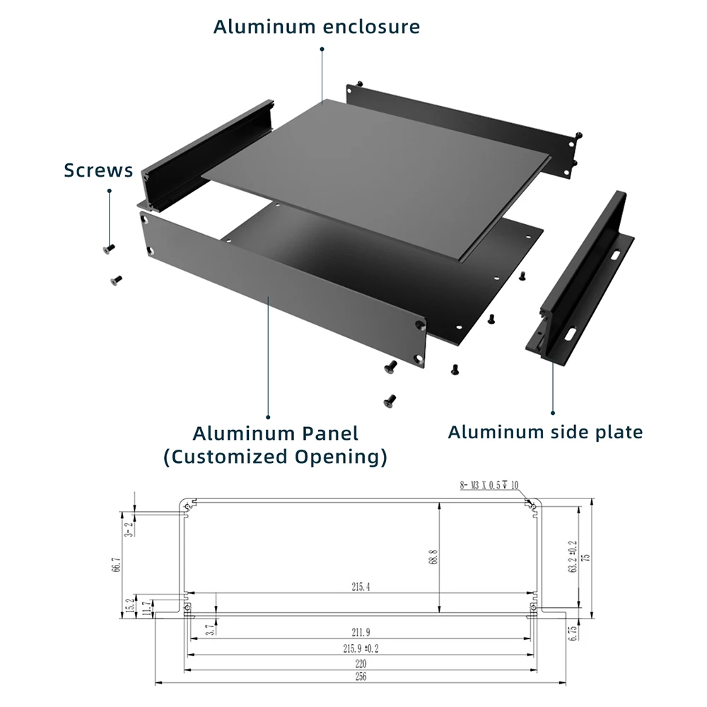 Micro PC Wall Mount Enclosure Case Circuit Board Project Aluminum Box Electronic High Quality Shell G06 228.2*35mm