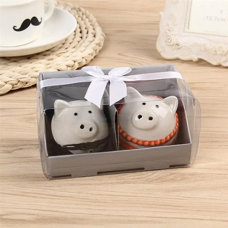2pcs Seasoning Bottle Set Ceramic Lovely Pig Spice Salt Pepper Shakers Kitchen Tools for Wedding Party Favor