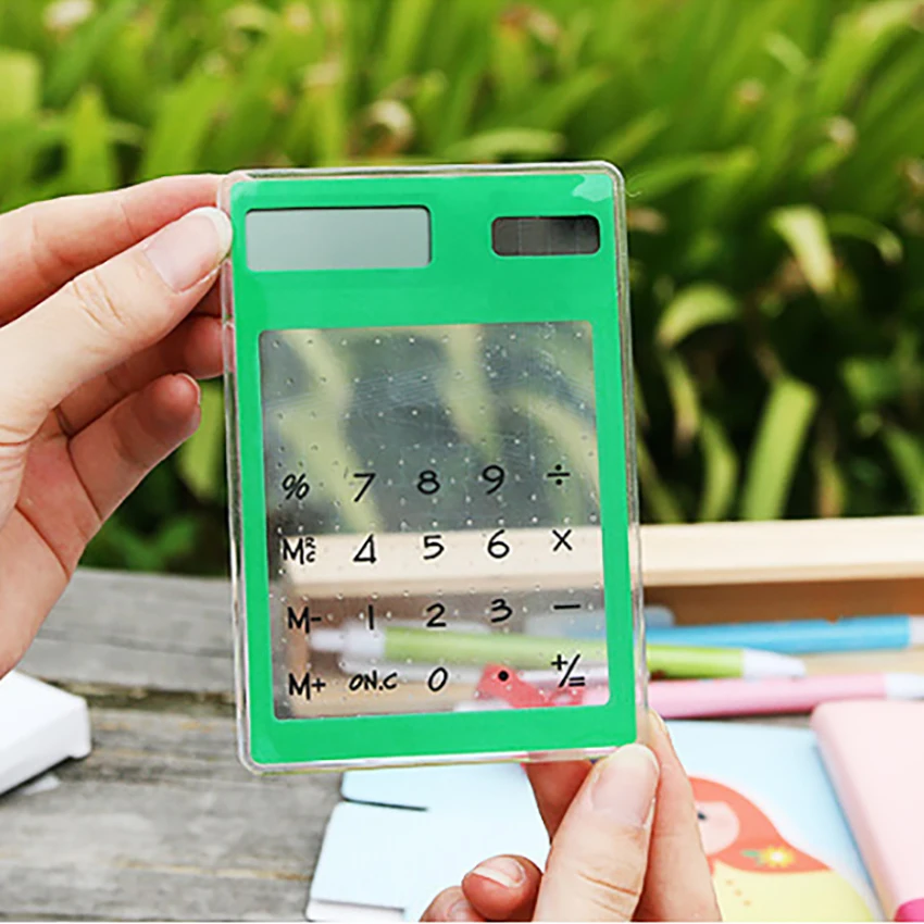 8 Digit Touch Screen Transparent Solar Calculator Student Stationery Outdoor Portable Ultra-thin Clear Scientific Calculator