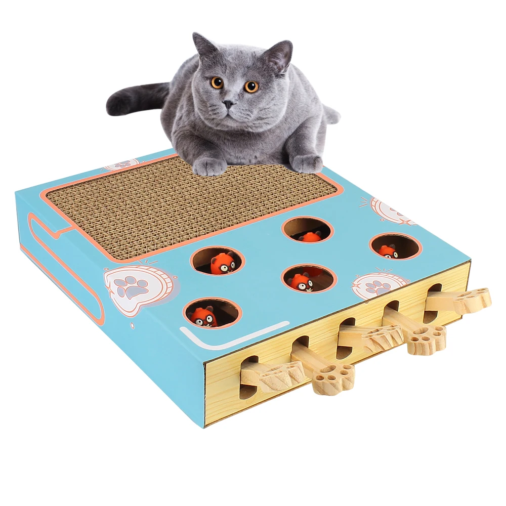 Funny Cat Stick 3 in 1 Cat Game Box Maze Interactive Educational Cat Toy Chase Hunt Mouse With Scratcher Cat Hit Gophers