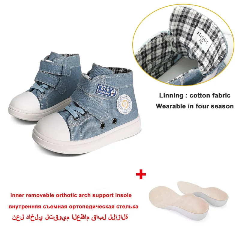 Toddler Orthopedic Shoes For Kids Denim Canvas Casual Running Sporty Footwear Boys Girls Clubfoot Rubber Sneaker Size24-37